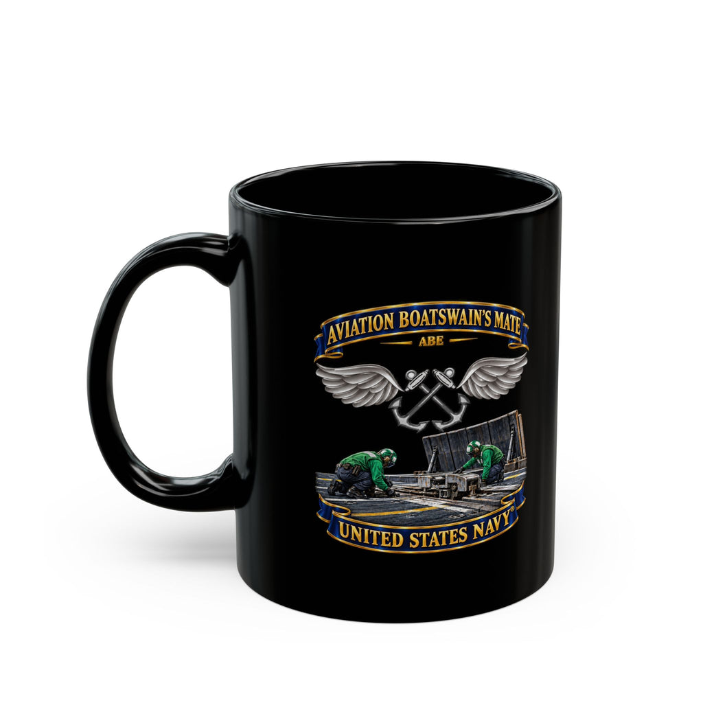 Black Mug (11oz, 15oz) - Navy - Rate - Aviation Boatswain's Mate (ABE) - with Scene - 3D - Enhanced