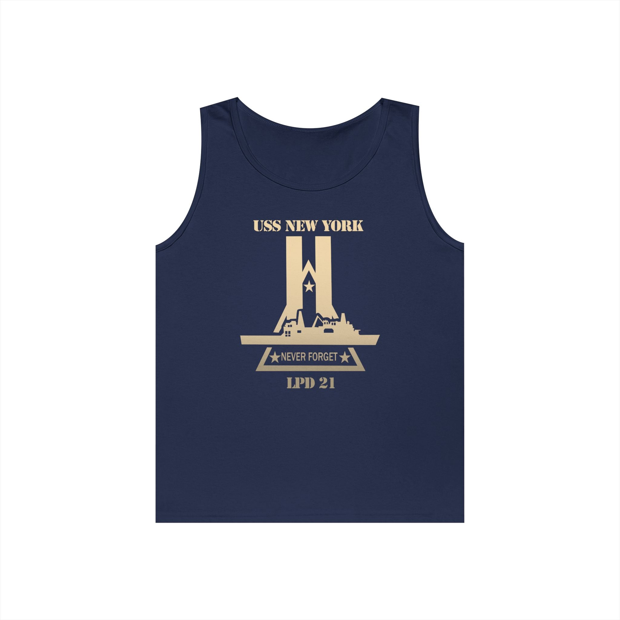 Unisex Heavy Cotton Tank Top - Navy - USS New York (LPD-21) wo Txt X 300