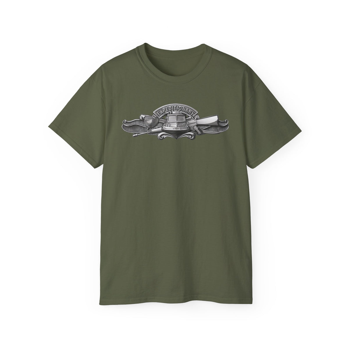 Unisex Ultra Cotton T-Shirt - Navy - Badge - Expeditionary Warfare (EXW) wo txt - Officer - 3D - Enhanced