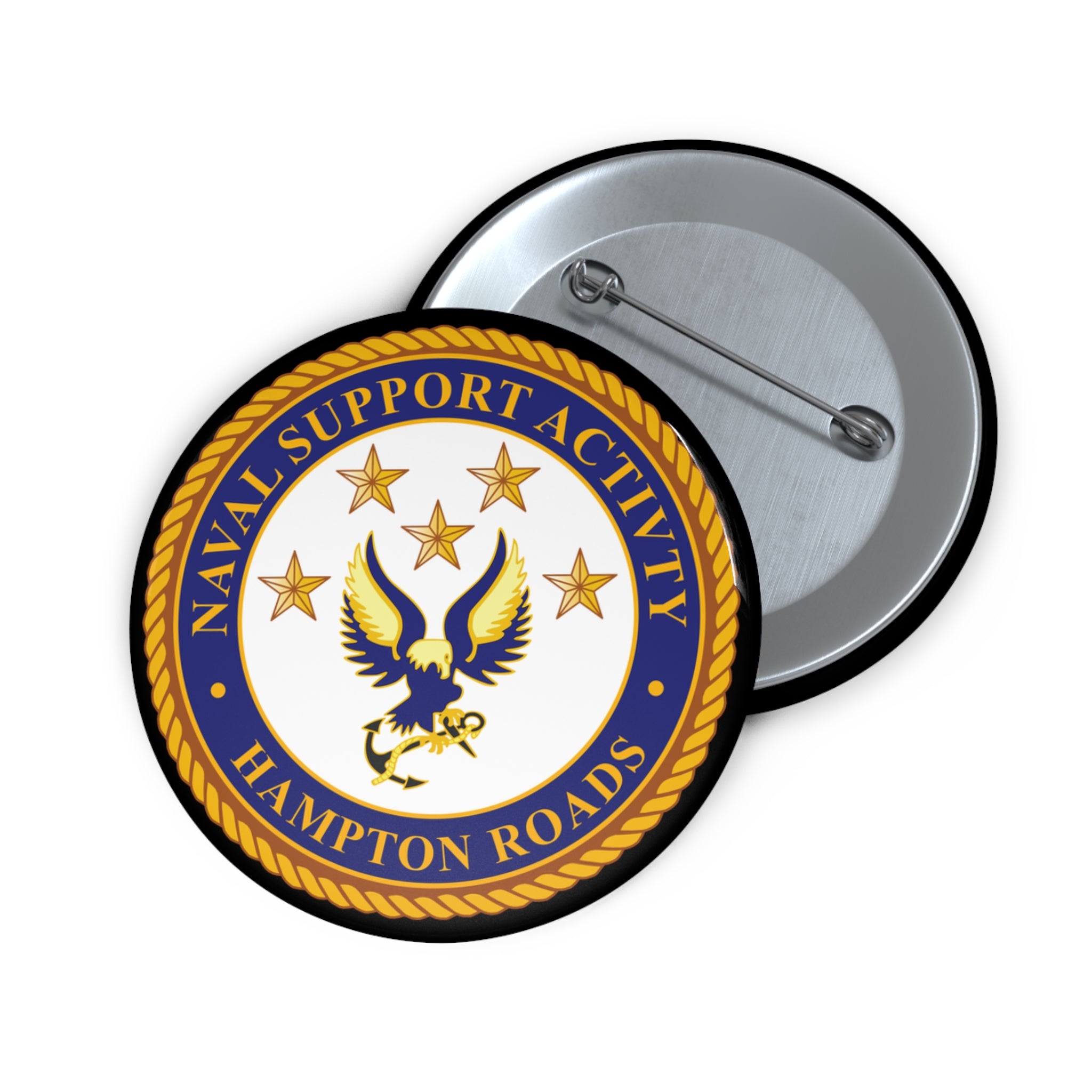 Custom Pin Button - Navy - Naval Support Activity - Hampton Roads