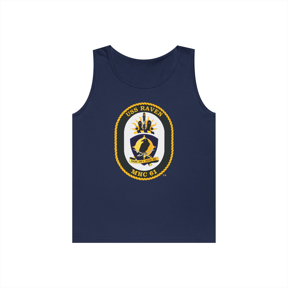 Unisex Heavy Cotton Tank Top - Navy - USS Raven (MHC-61) wo txt
