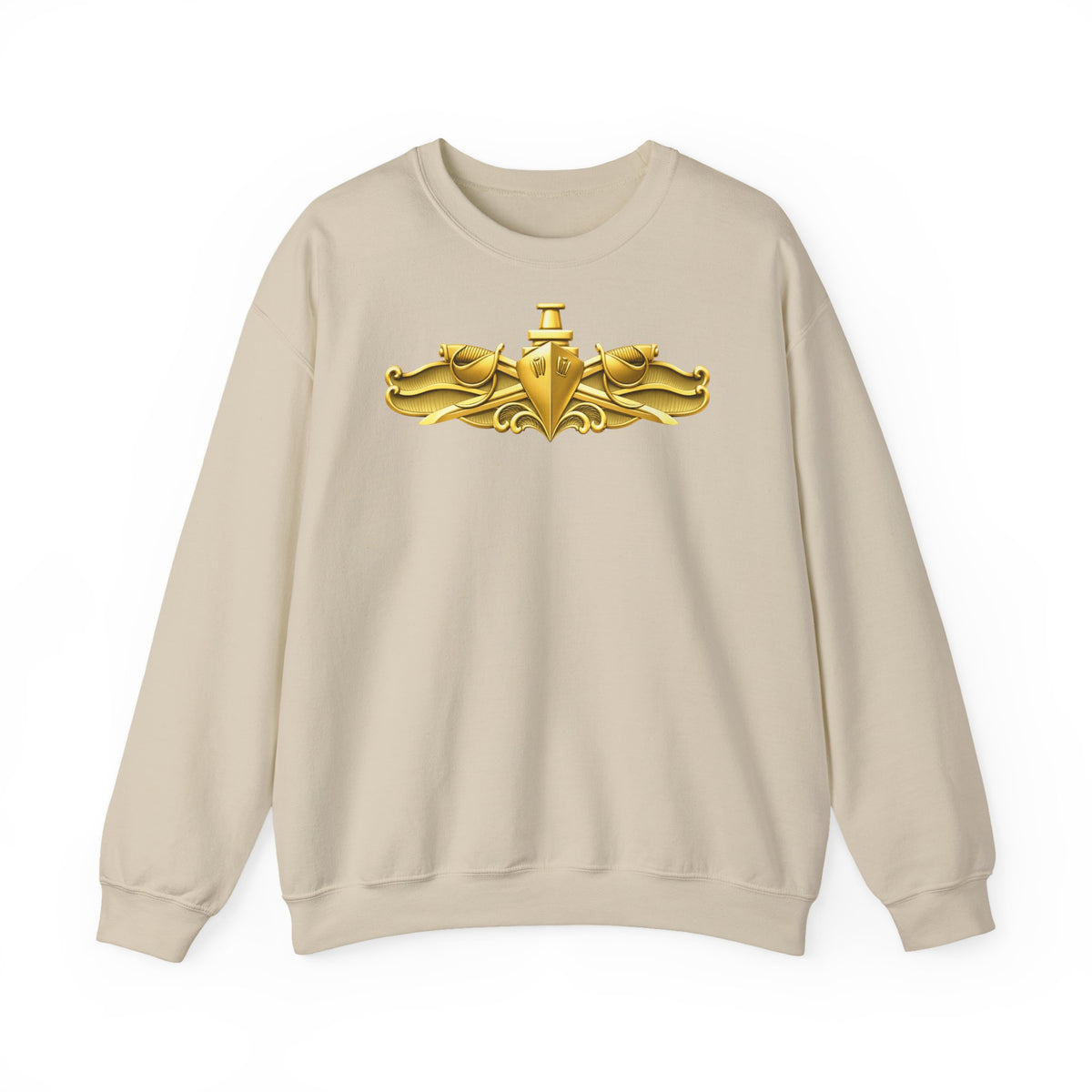Unisex Heavy Blend™ Crewneck Sweatshirt - Navy - Badge - Surface Warfare Officer (SWO) wo txt - 3D - Enhanced