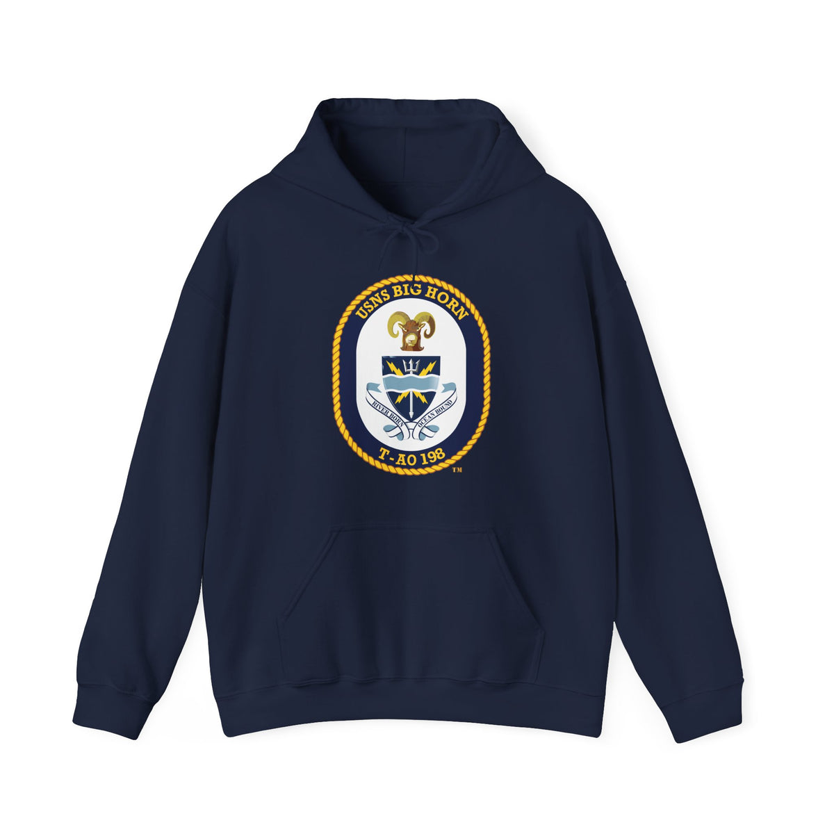 Unisex Heavy Blend™ Hoodies - Navy - USNS Big Horn (T-AO 198) wo txt