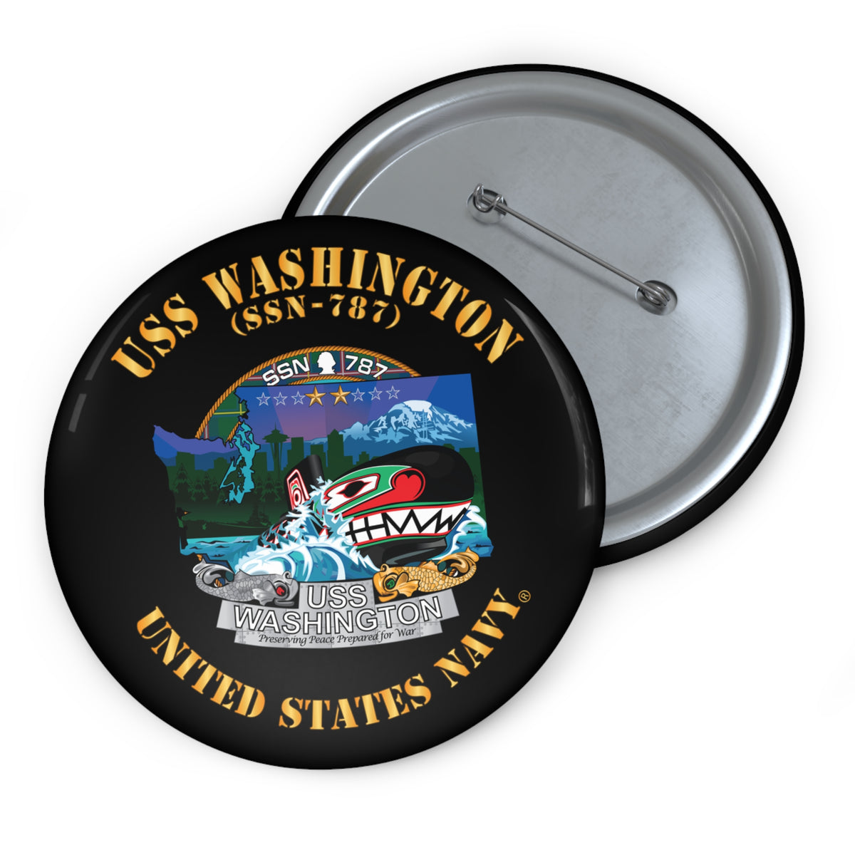 Pin Button - Navy - USS Washington (SSN-787) X 300