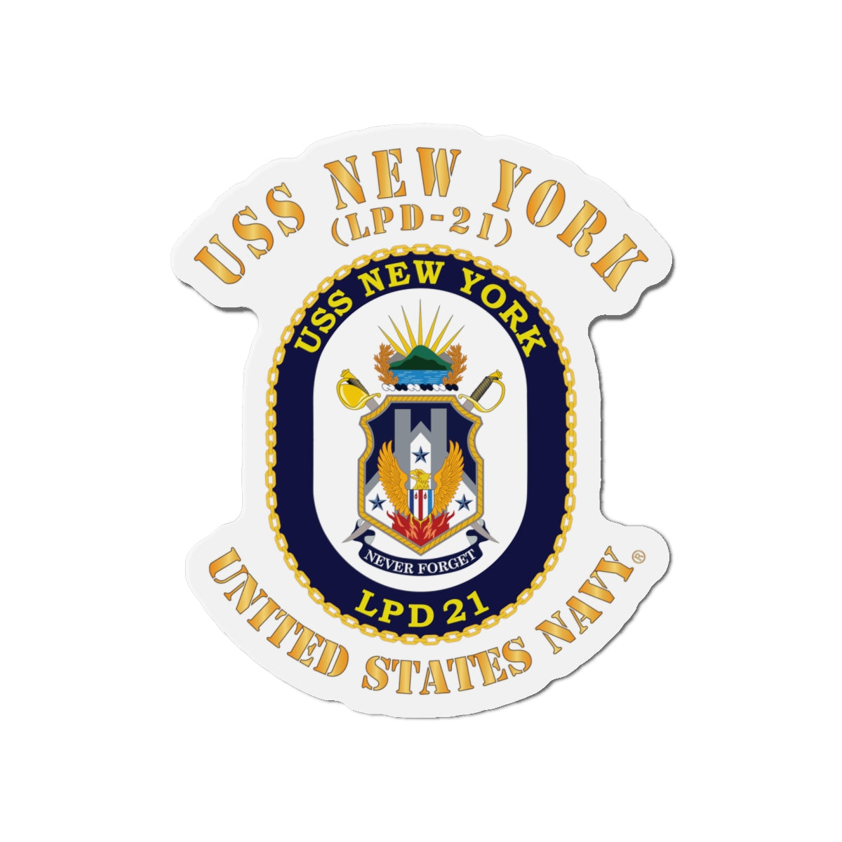 Die-Cut Magnet - Navy - USS New York (LPD-21) X 300