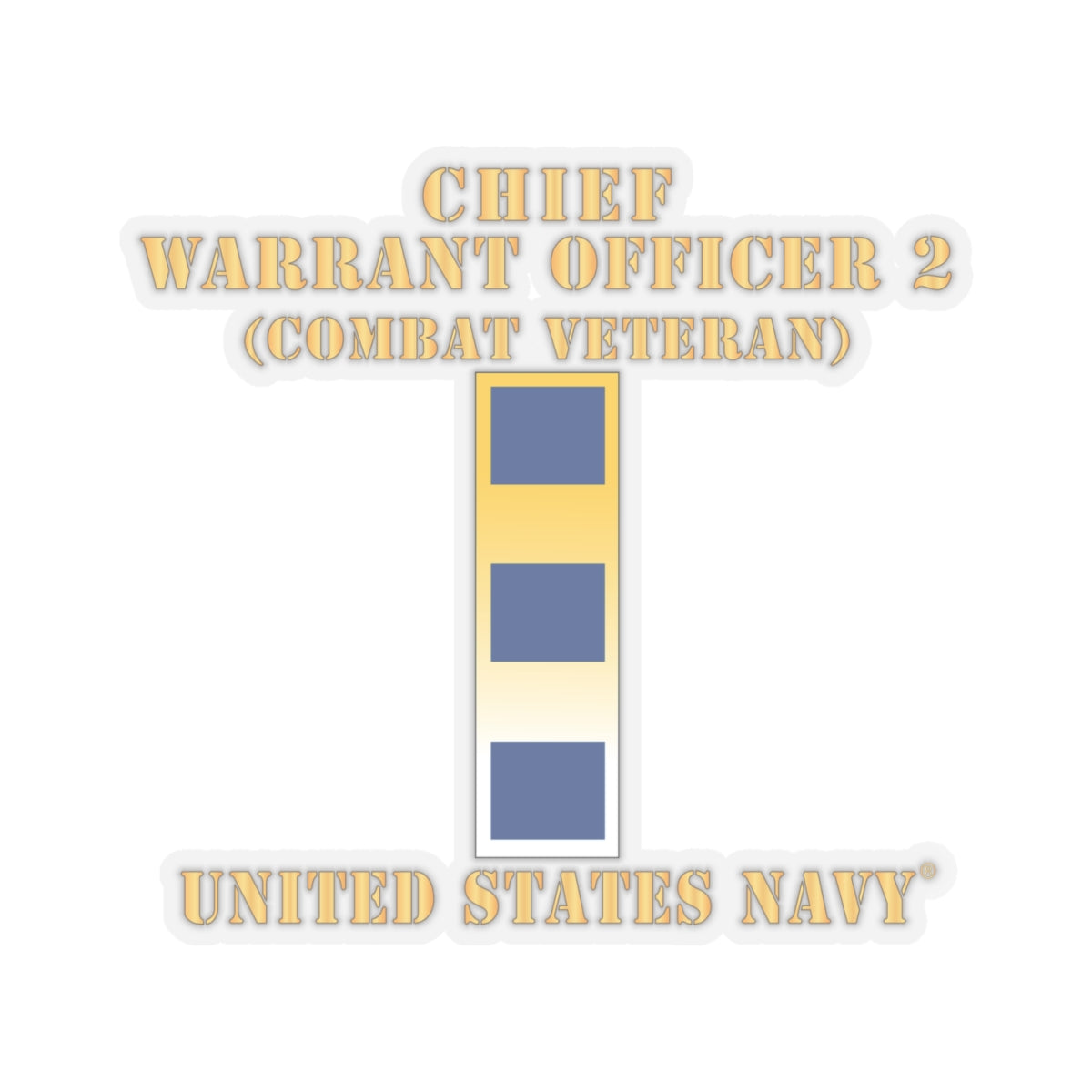 Kiss-Cut Stickers - Navy - Chief Warrant Officer 2 - CW02 - Combat Veteran