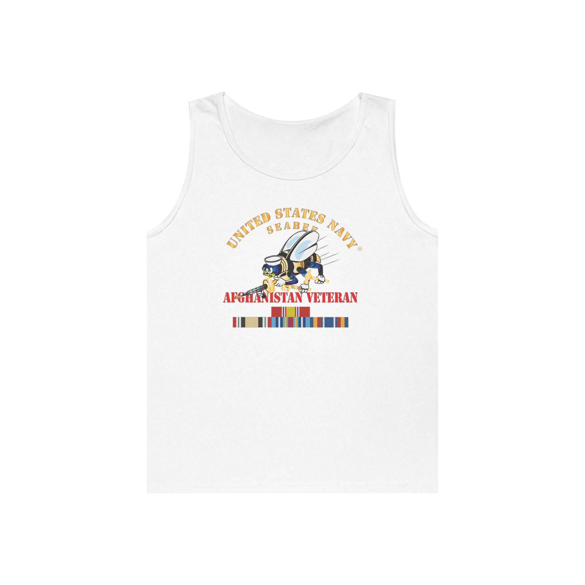 Unisex Heavy Cotton Tank Top - Navy - Seabee - Afghanistan Veteran