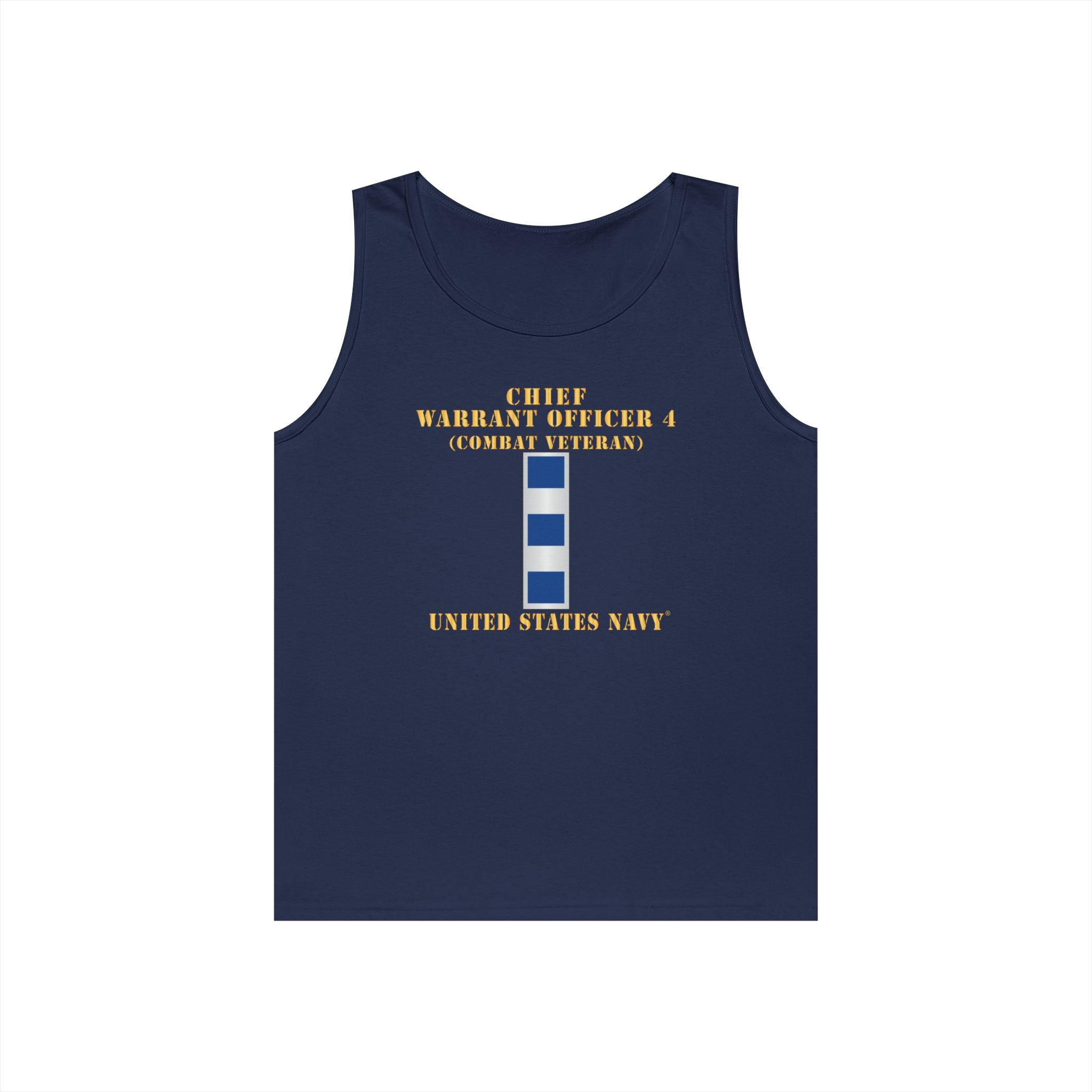 Unisex Heavy Cotton Tank Top - Navy - Chief Warrant Officer 4 - CW04 - Combat Veteran