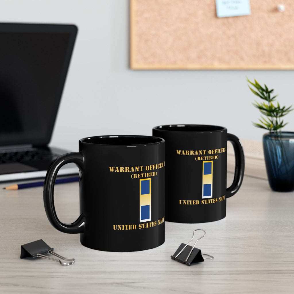 Black Mug (11oz, 15oz) - Navy - Warrant Officer 1 - Retired