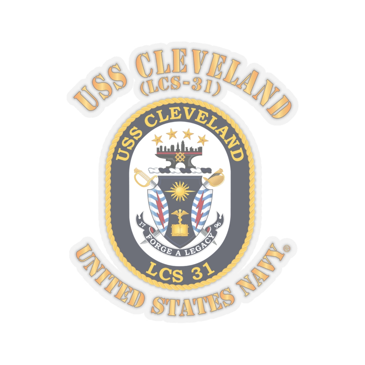 Kiss-Cut Stickers - Navy - USS Cleveland (LCS-31)