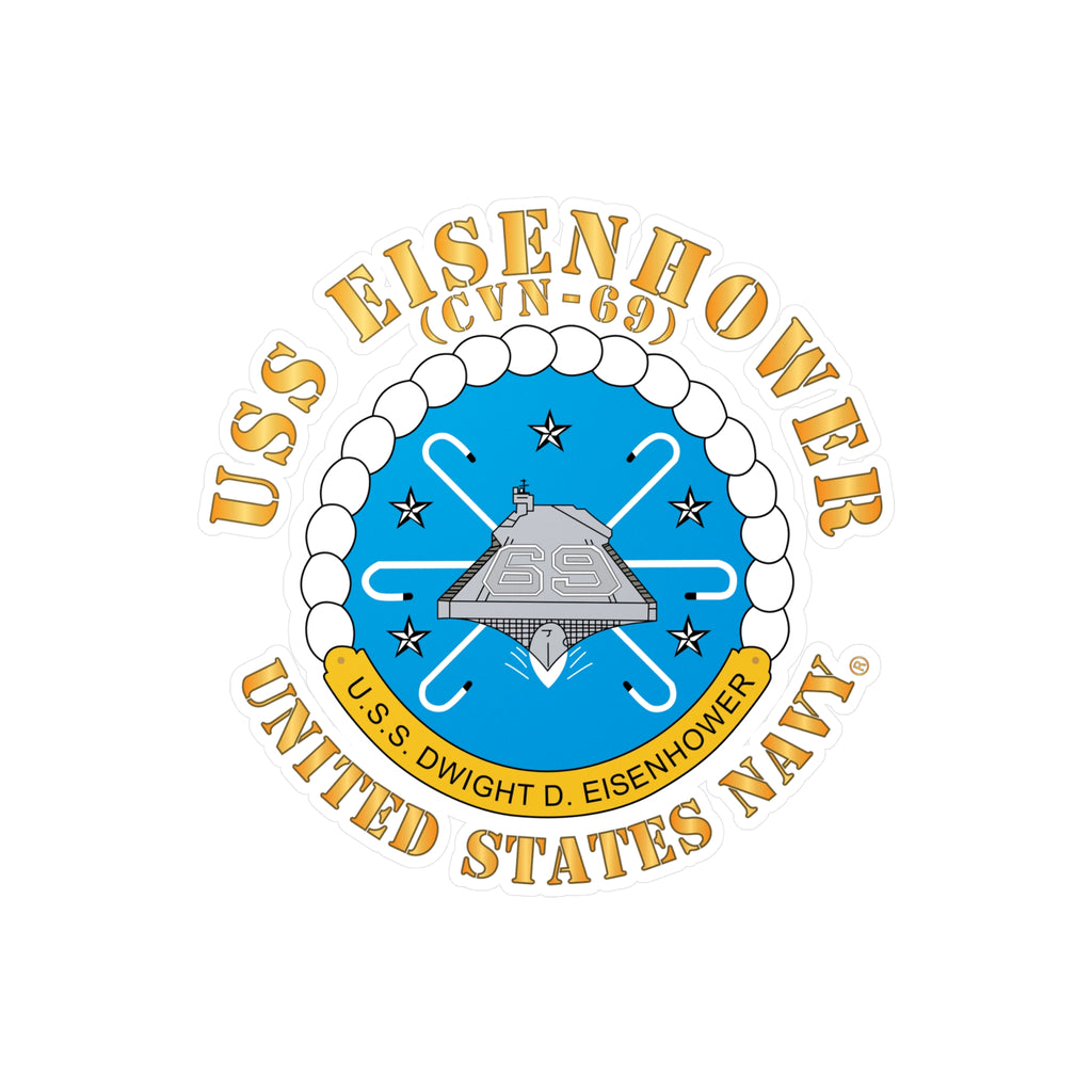 Kiss-Cut Vinyl Decal - USS Dwight D. Eisenhower (CVN-69) Crest with Txt