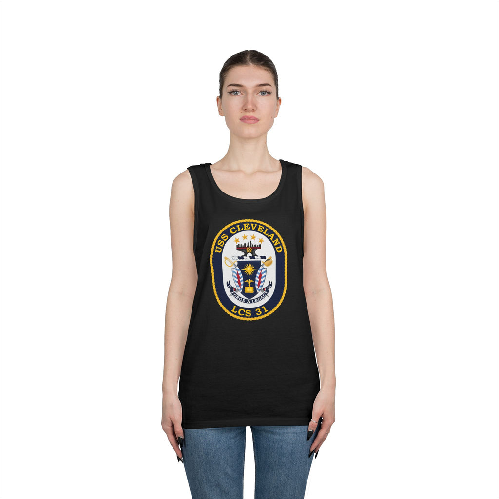 Unisex Heavy Cotton Tank Top - Navy - USS Cleveland (LCS-31) wo txt