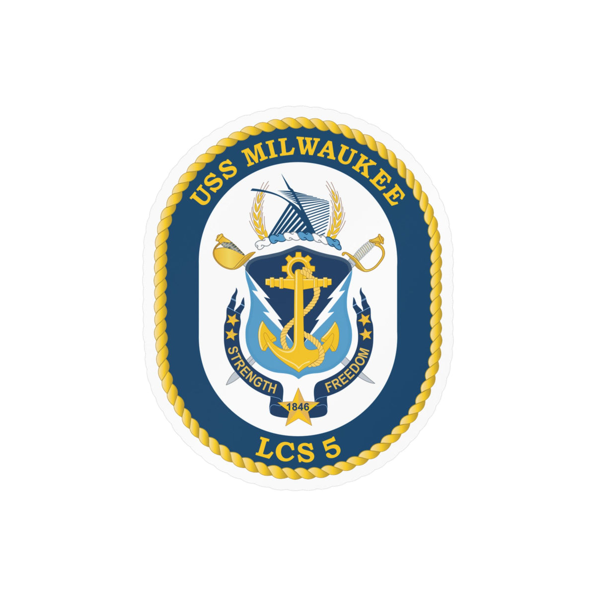 Kiss-Cut Vinyl Decal - Navy - USS Milwaukee (LCS-5) wo Txt X 300