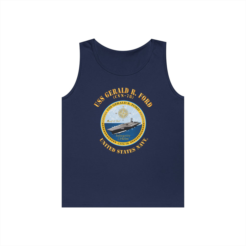 Unisex Heavy Cotton Tank Top - Navy - USS Gerald R. Ford (CVN-78)