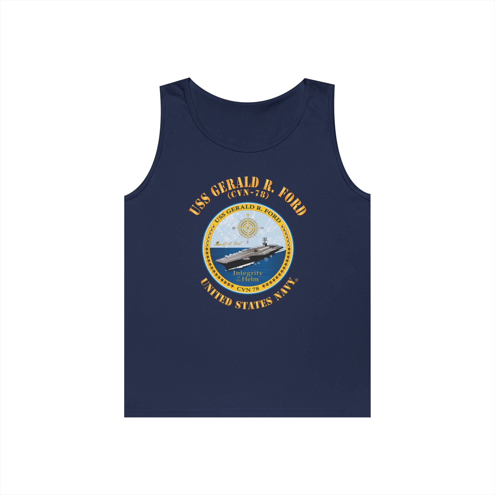 Unisex Heavy Cotton Tank Top - Navy - USS Gerald R. Ford (CVN-78)