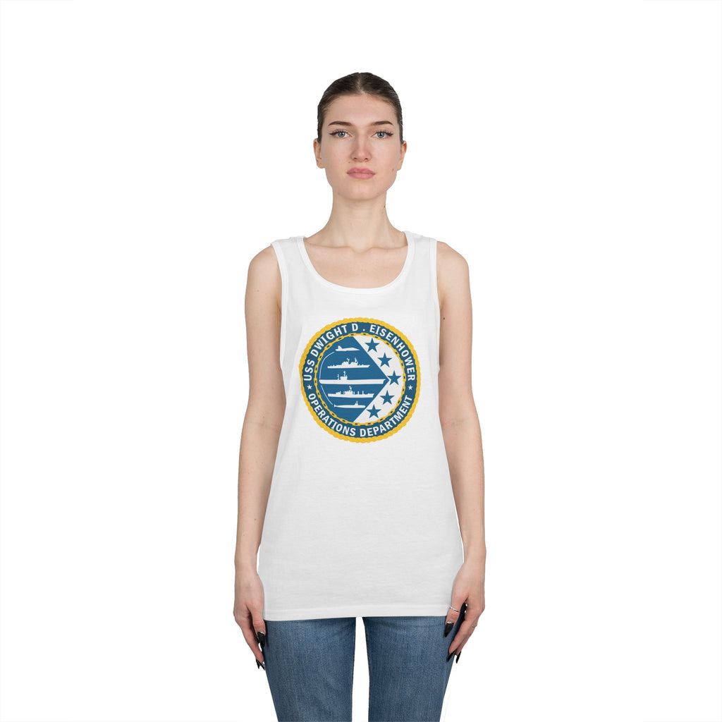 Unisex Heavy Cotton Tank Top - Navy - USS Dwight D. Eisenhower (CVN-69) - Operations Department wo txt