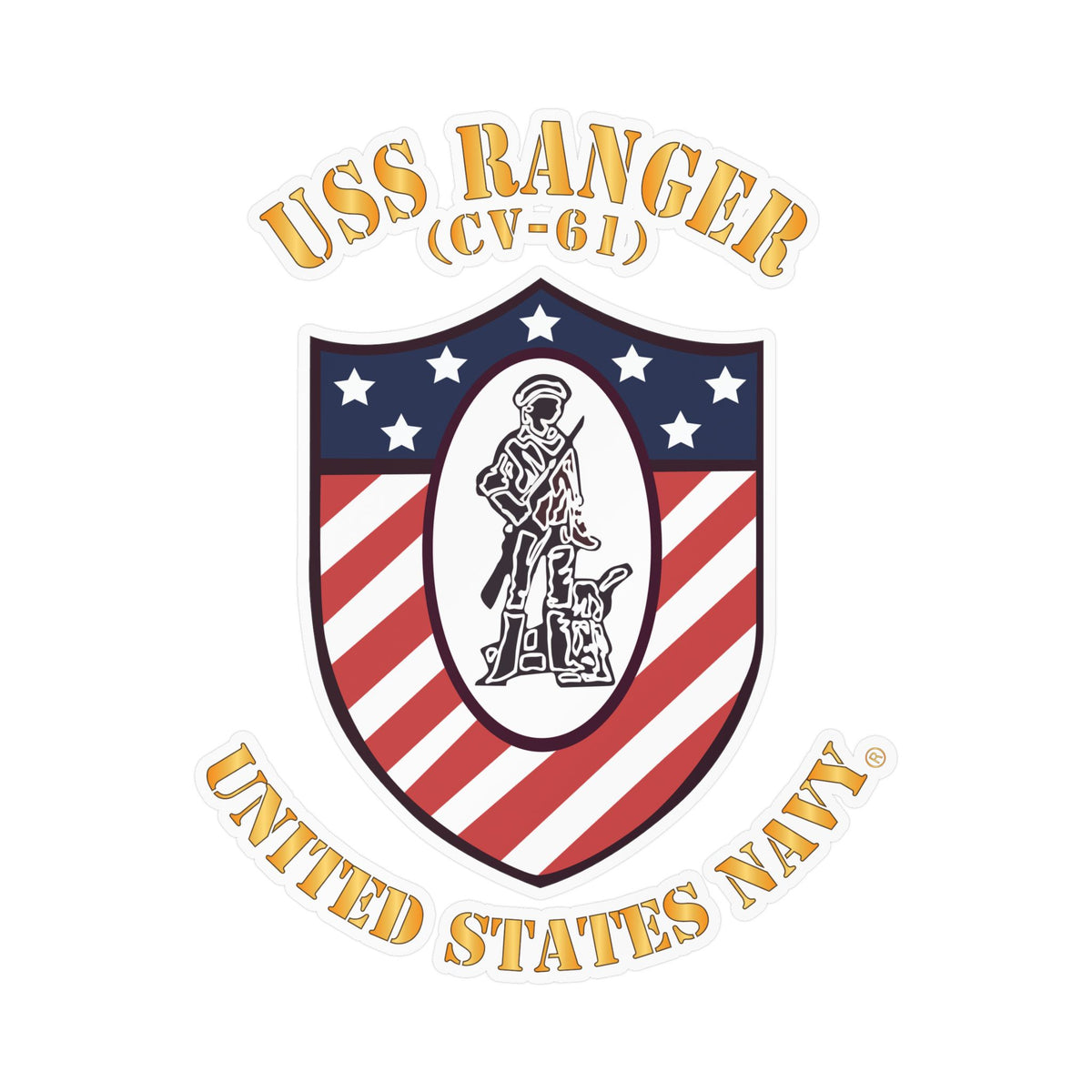 Kiss-Cut Vinyl Decal - Navy - USS Ranger (CV-61) X 300