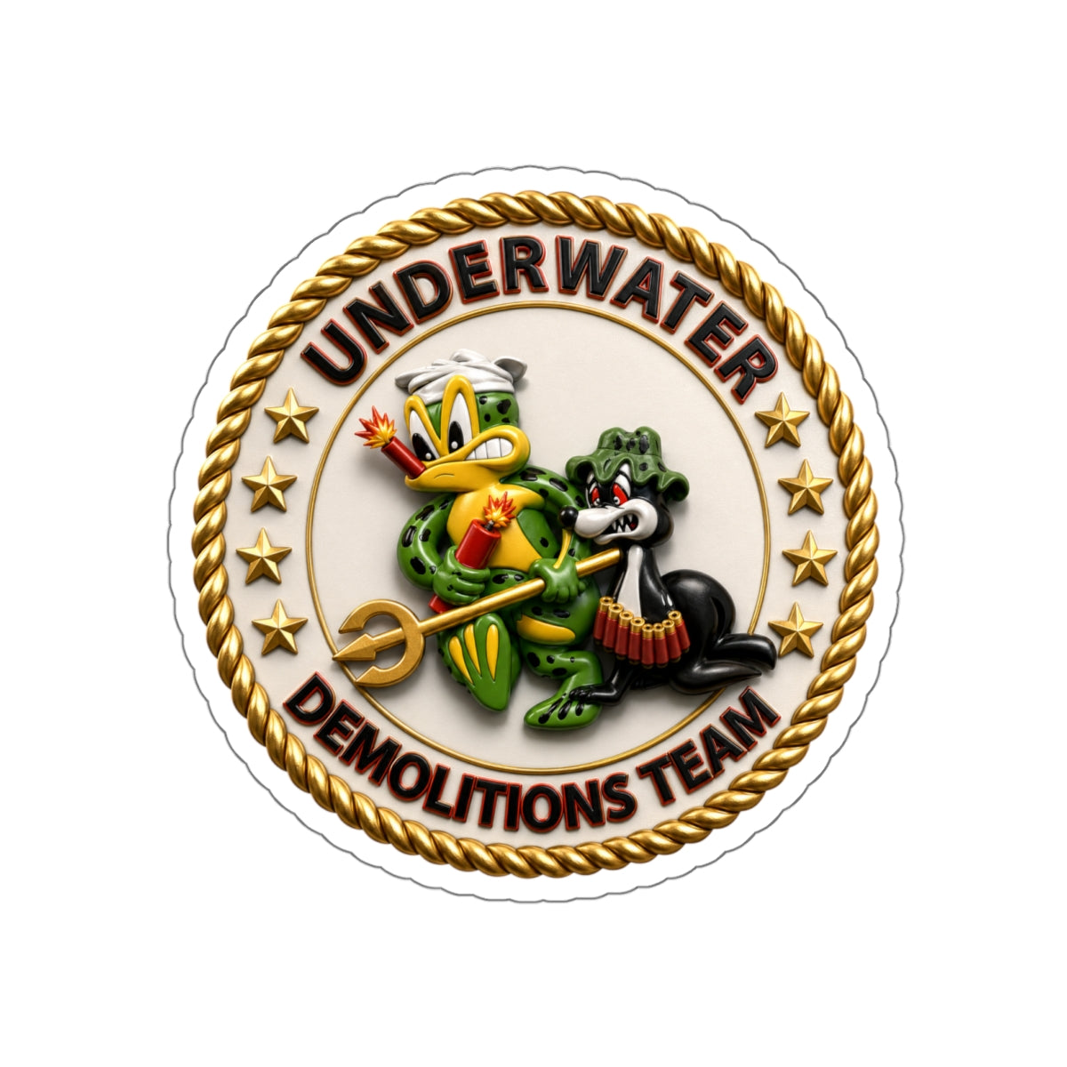Die-Cut Vinyl Sticker - Navy - SOF - Underwater Demolitions Team - Sammy - Freddie - 3D - Enhanced