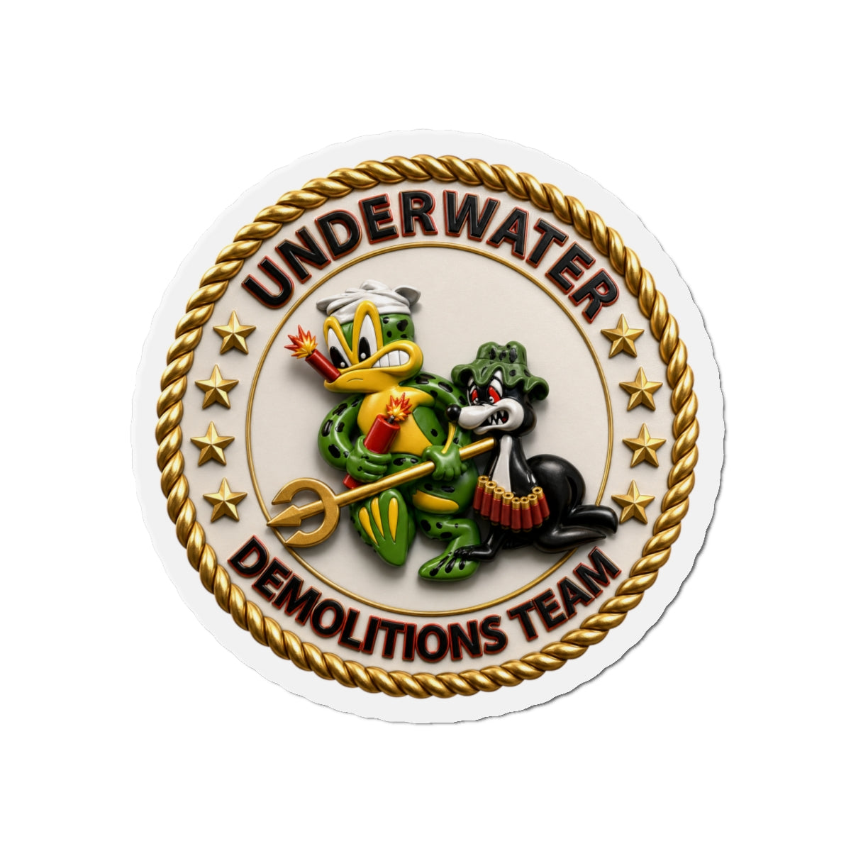 Die-Cut Magnet - Navy - SOF - Underwater Demolitions Team - Sammy - Freddie - 3D - Enhanced