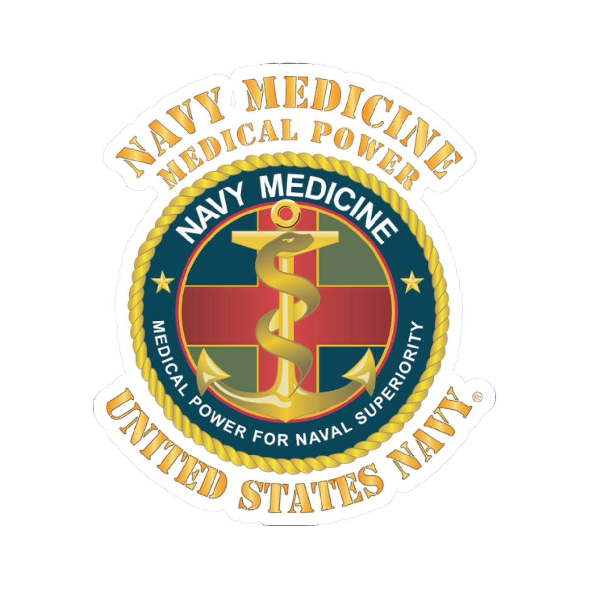 Kiss-Cut Stickers - Navy Medicine - Medical Power for Naval Superiority X 300