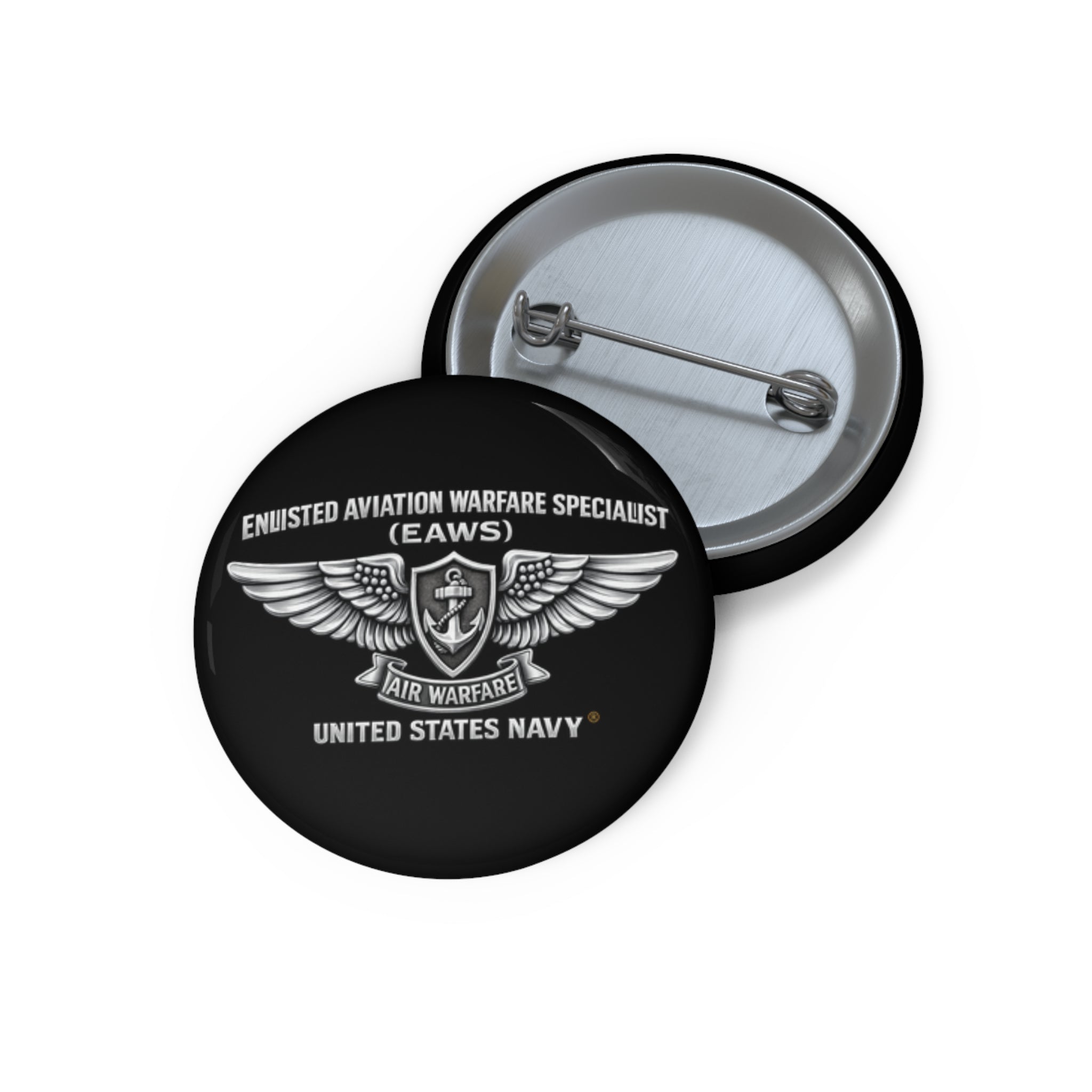 Custom Pin Button - Navy - Badge - Enlisted Aviation Warfare Specialist