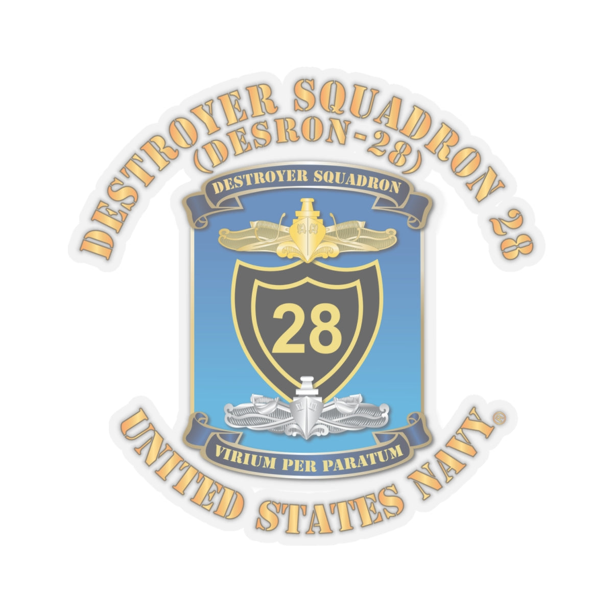 Kiss-Cut Stickers - Navy - Destroyer Squadron 28 (DESRON-28)