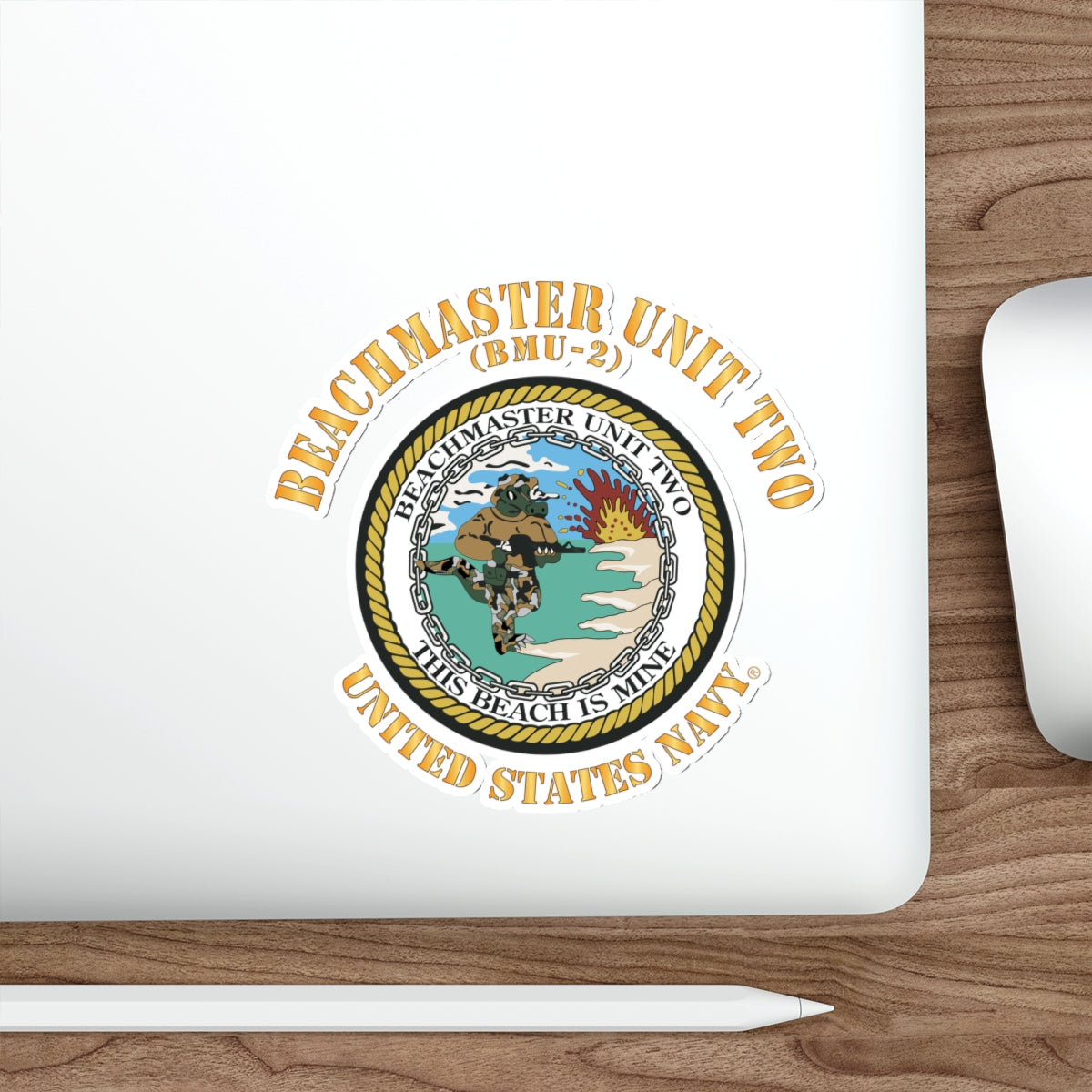 Die-Cut Vinyl Sticker - Navy - Beachmaster Unit Two (BMU-2) X 300