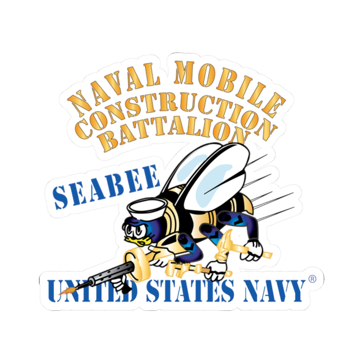 Kiss-Cut Stickers - Navy - Seabee