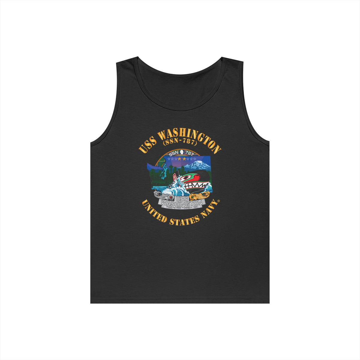 Unisex Heavy Cotton Tank Top - Navy - USS Washington (SSN-787) X 300