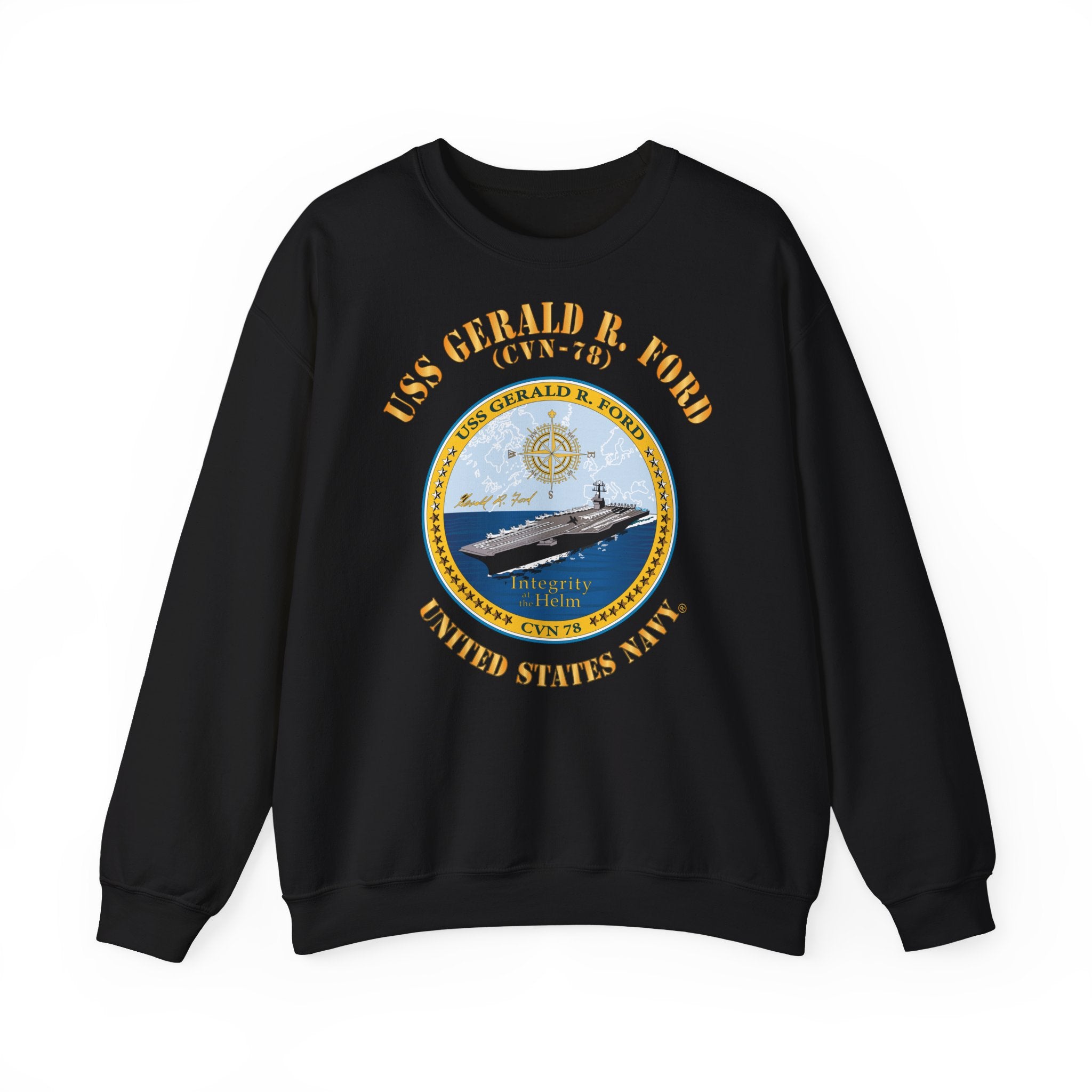 Unisex Heavy Blend™ Crewneck Sweatshirt - Navy - USS Gerald R. Ford (CVN-78)