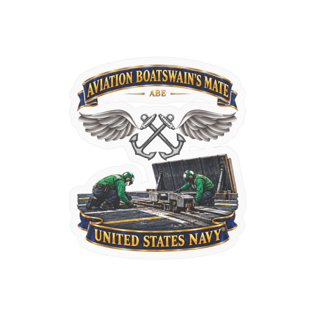 Kiss-Cut Vinyl Decal - Navy - Rate - Aviation Boatswain's Mate (ABE) - with Scene - 3D - Enhanced