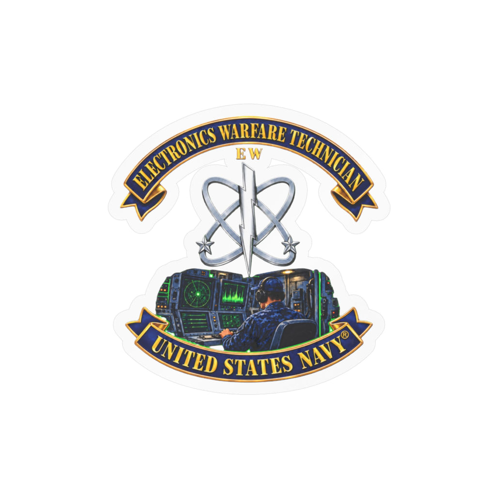 Kiss-Cut Vinyl Decal - Navy - Rate - Electronics Warfare Technician with Scene - 3D - Enhanced