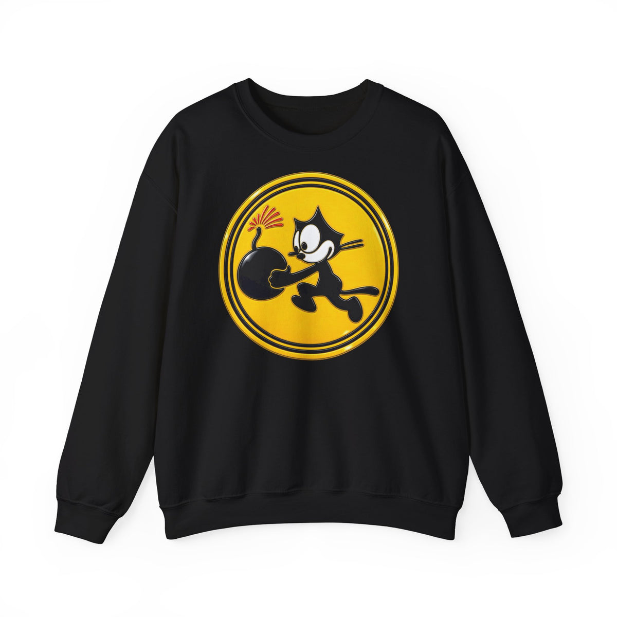 Unisex Heavy Blend™ Crewneck Sweatshirt - NAVY - VF - 3 - WWII Felix Insignia - 3D - Enhanced