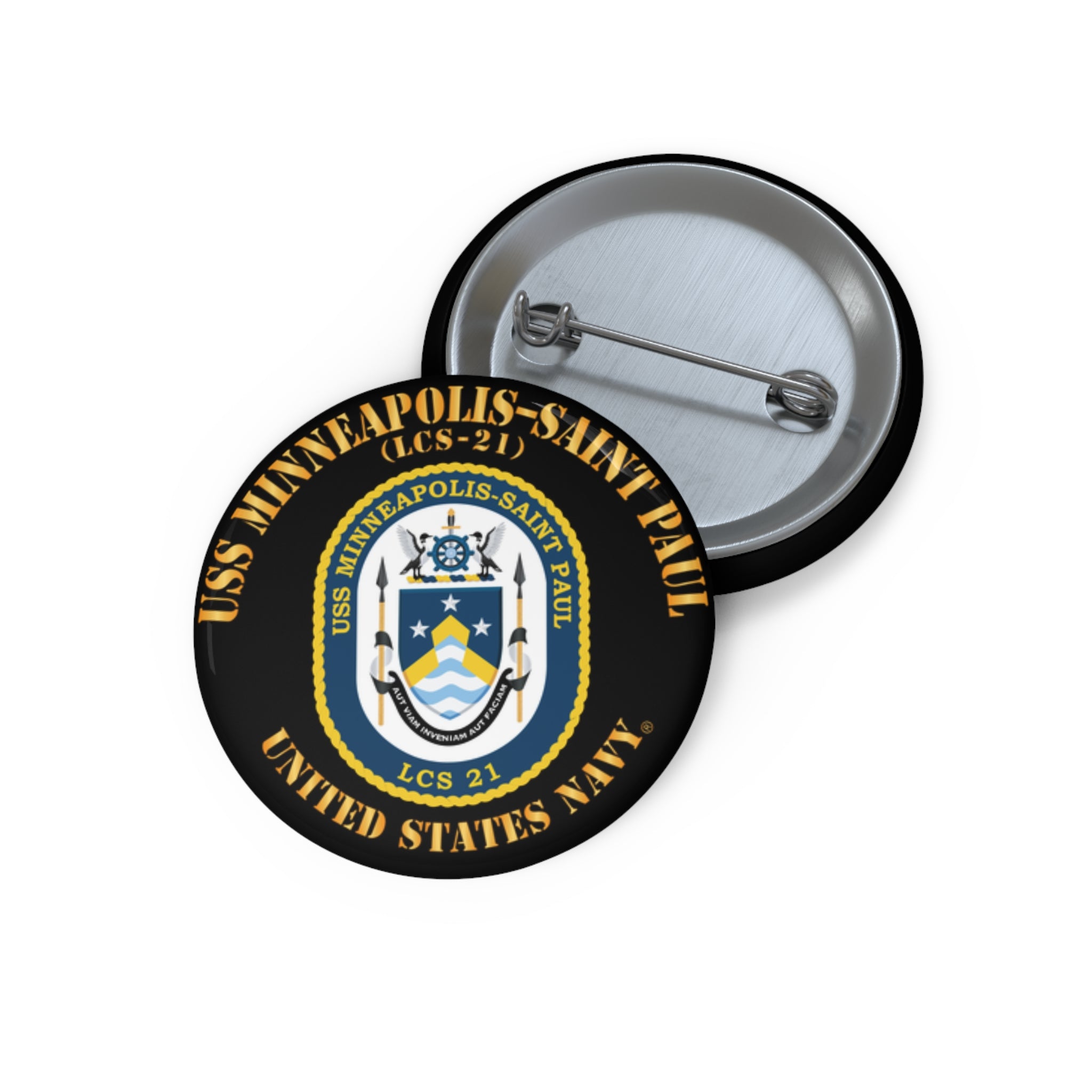 Custom Pin Button - Navy - USS Minneapolis–Saint Paul (LCS-21)