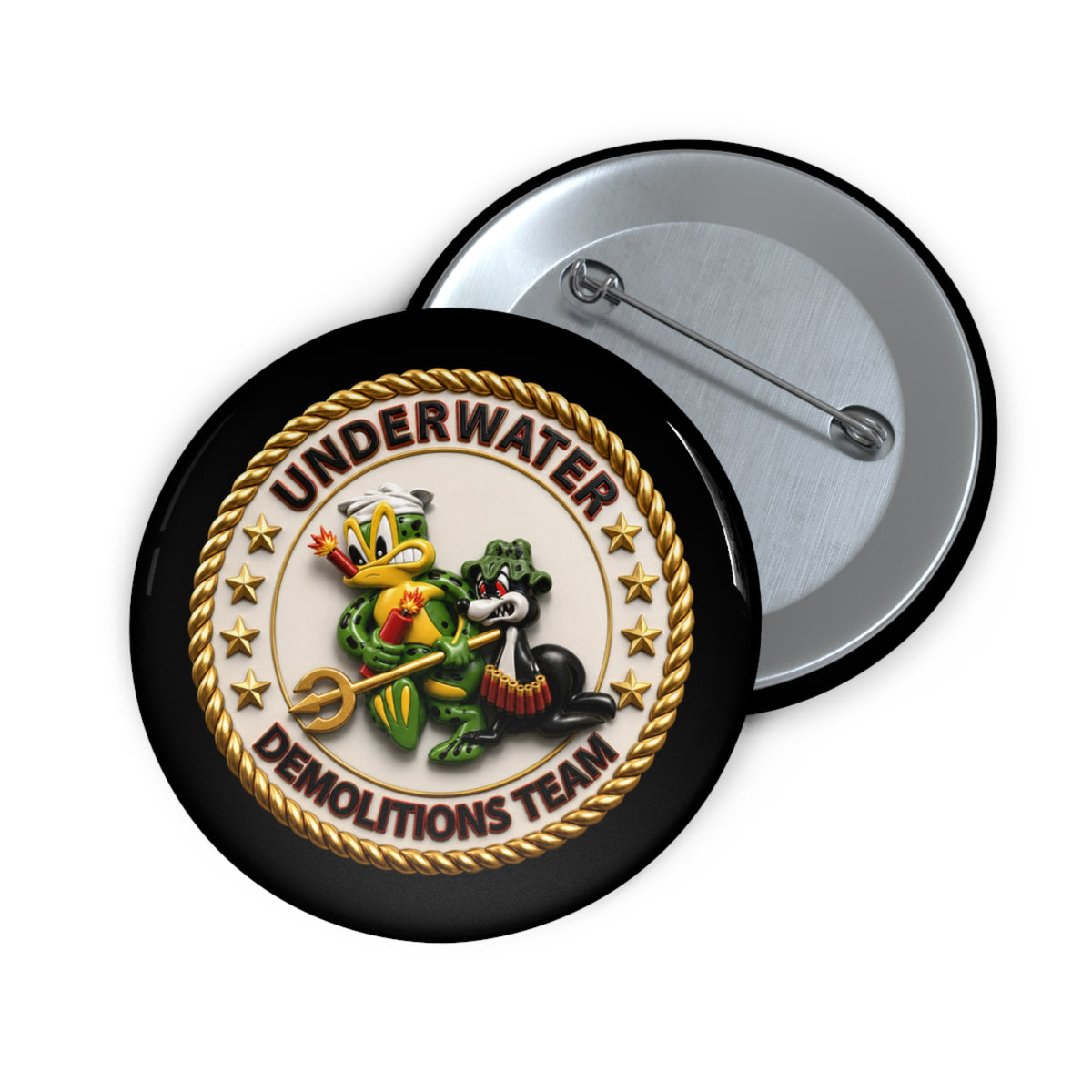 Pin Button - Navy - SOF - Underwater Demolitions Team - Sammy - Freddie - 3D - Enhanced