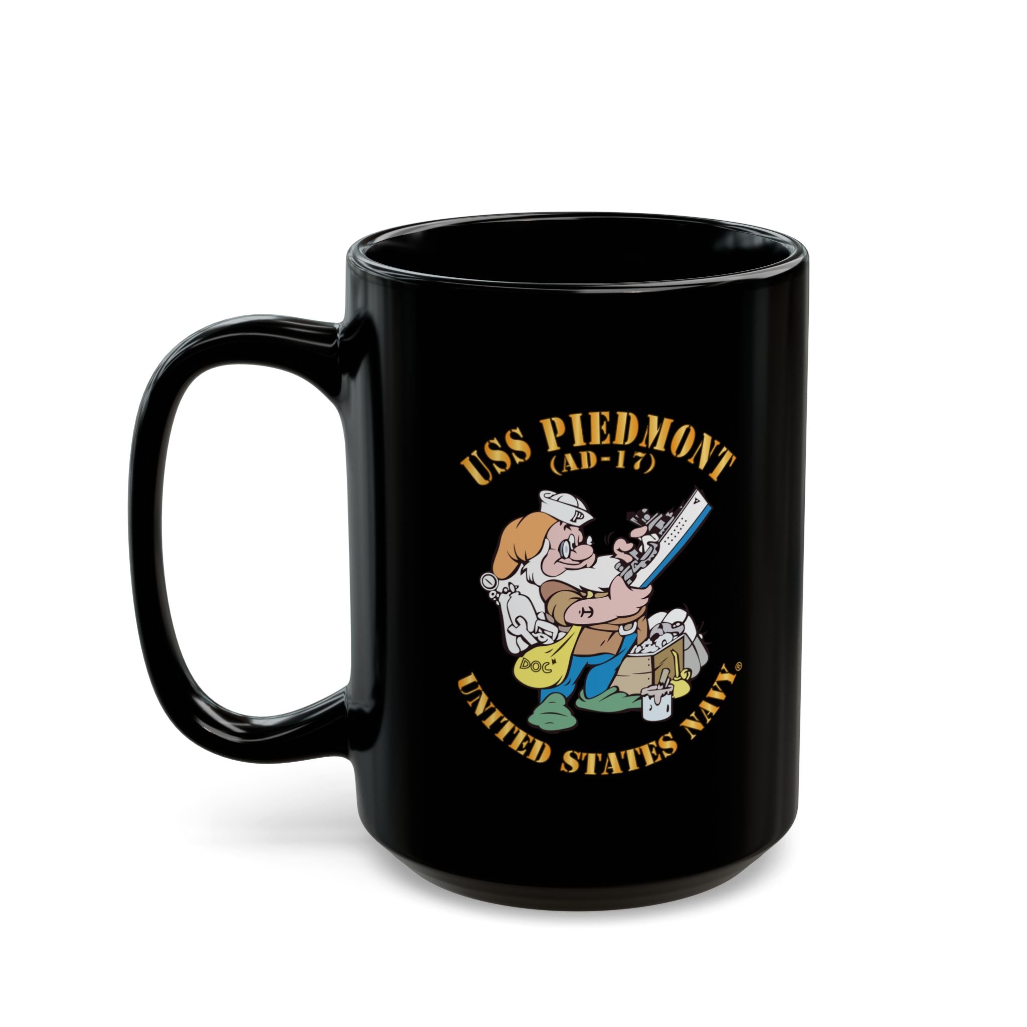 Black Mug (11oz, 15oz) - Navy - USS Piedmont (AD-17)