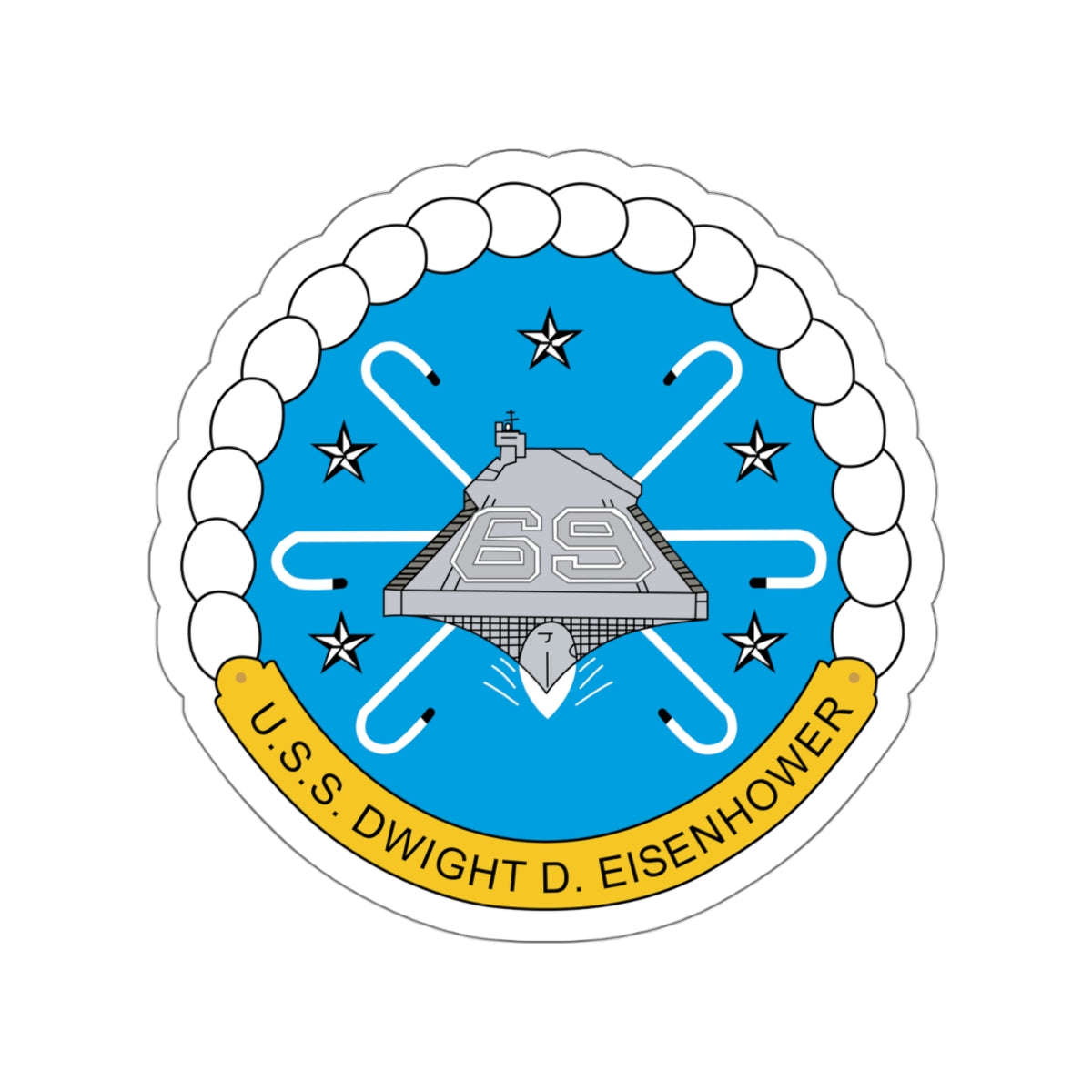 Die-Cut Vinyl Sticker - USS Dwight D. Eisenhower (CVN-69) Crest wo Txt