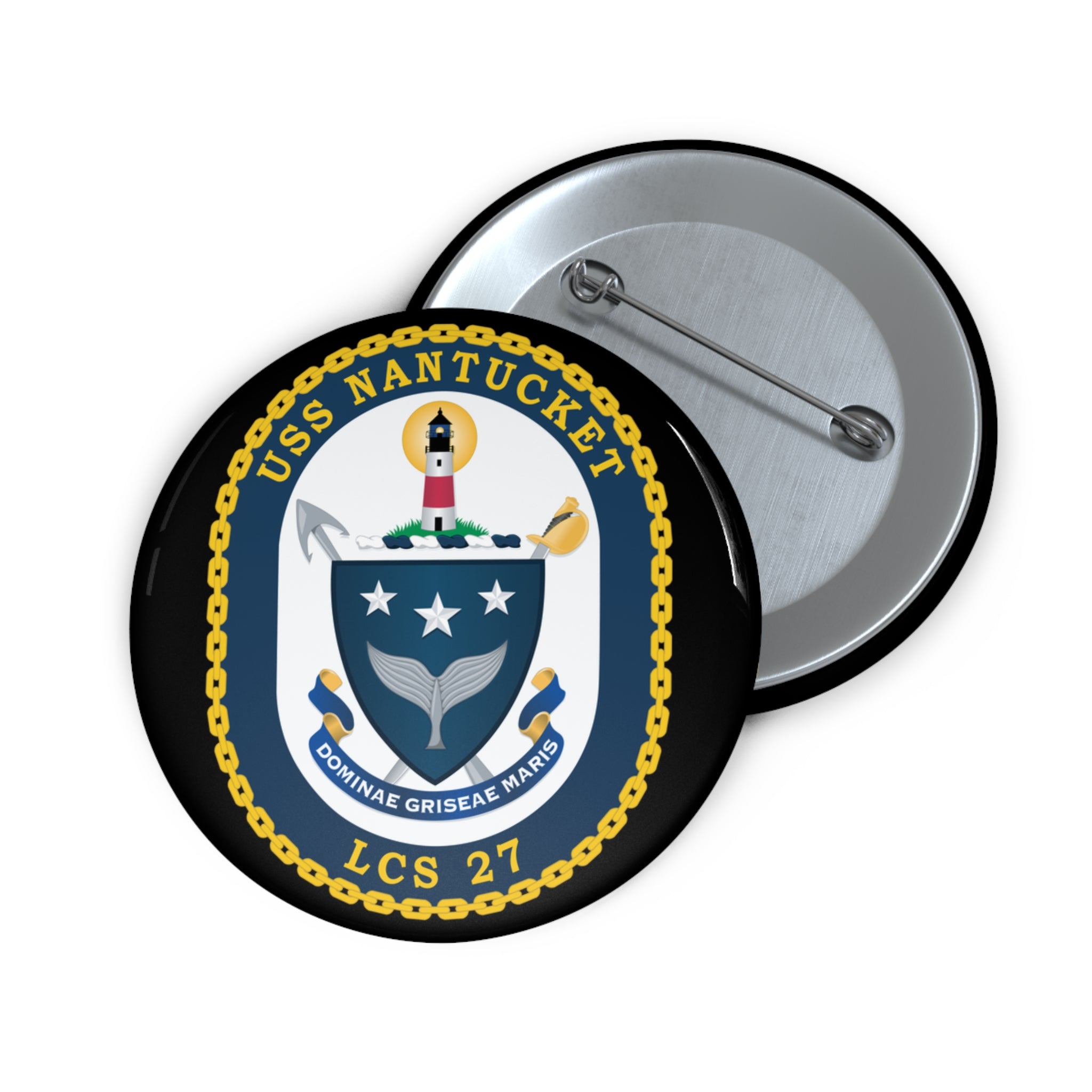 Custom Pin Button - Navy - USS Nantucket (LCS-27) wo txt