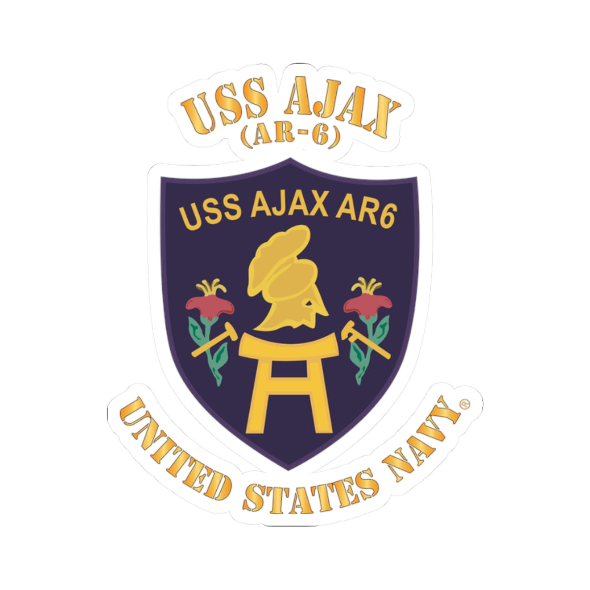 Kiss-Cut Stickers - Navy -  USS Ajax (AR-6)