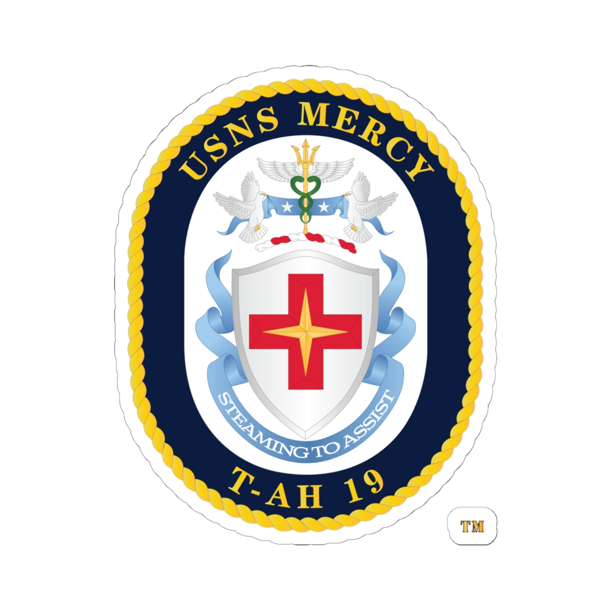 Kiss-Cut Stickers - Navy - USNS Mercy (T-AH-19) - Crest wo Txt