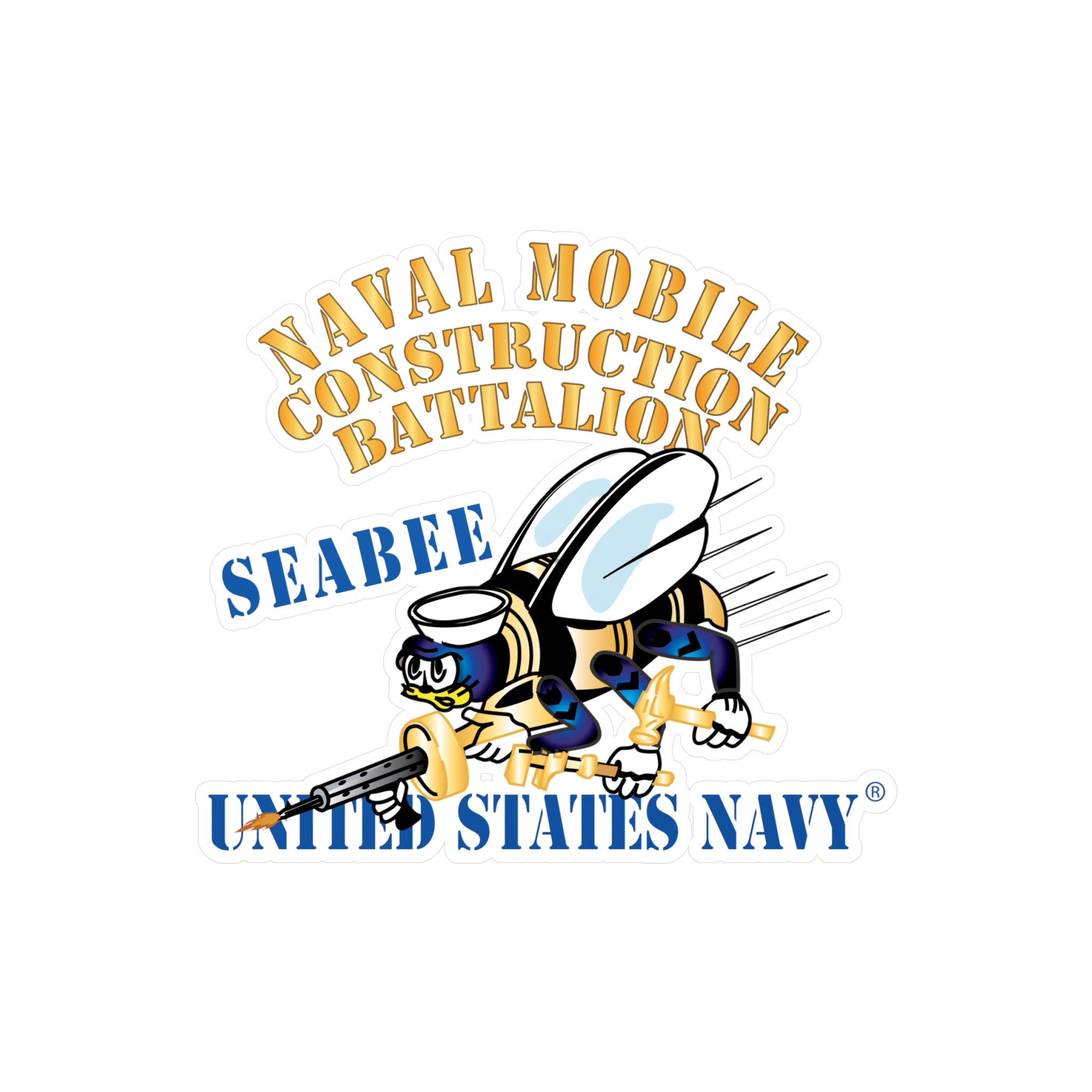 Kiss-Cut Vinyl Decal - Navy - Seabee