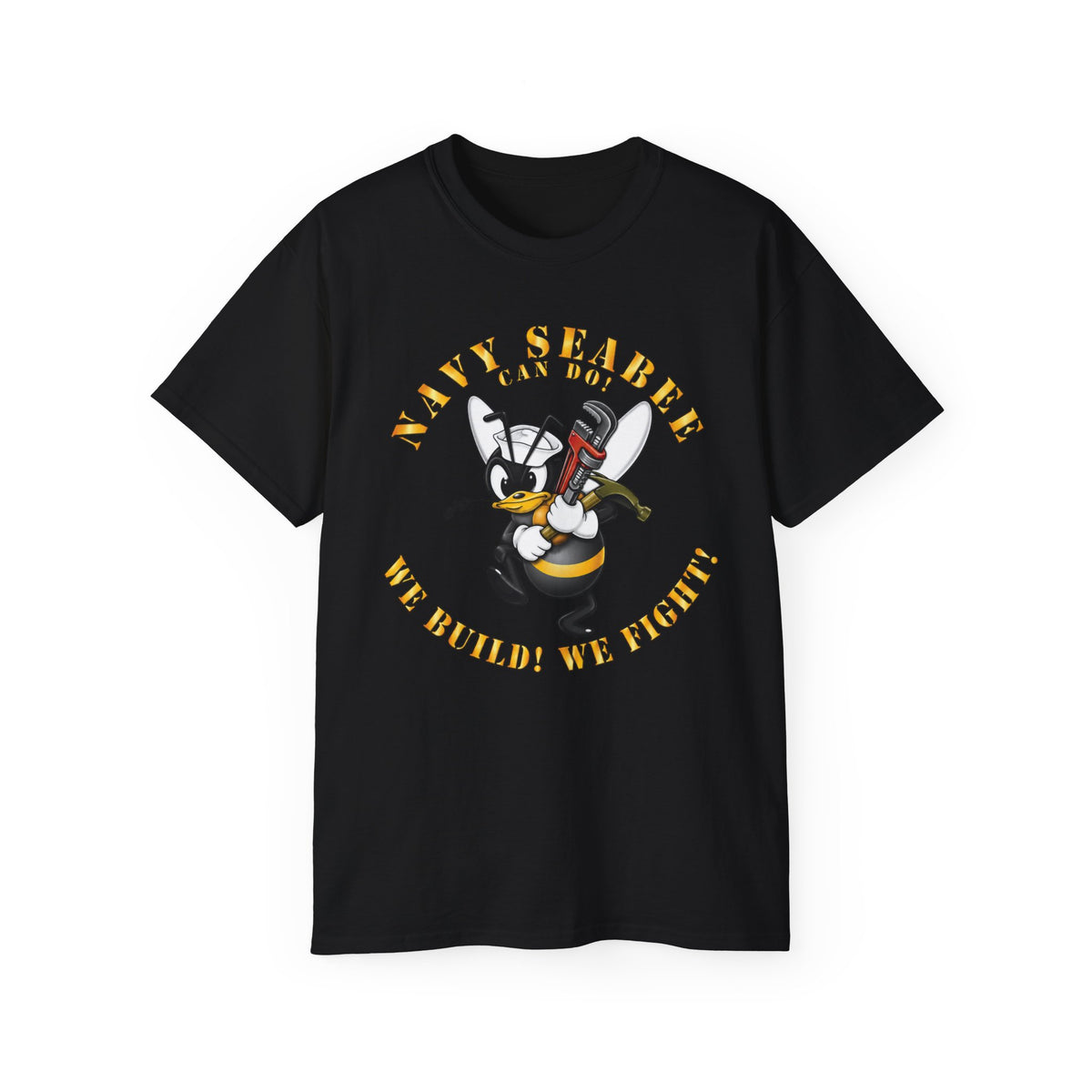 Unisex Ultra Cotton T-Shirt - Navy - Navy SeaBee - w Wrench and Hammer X 300