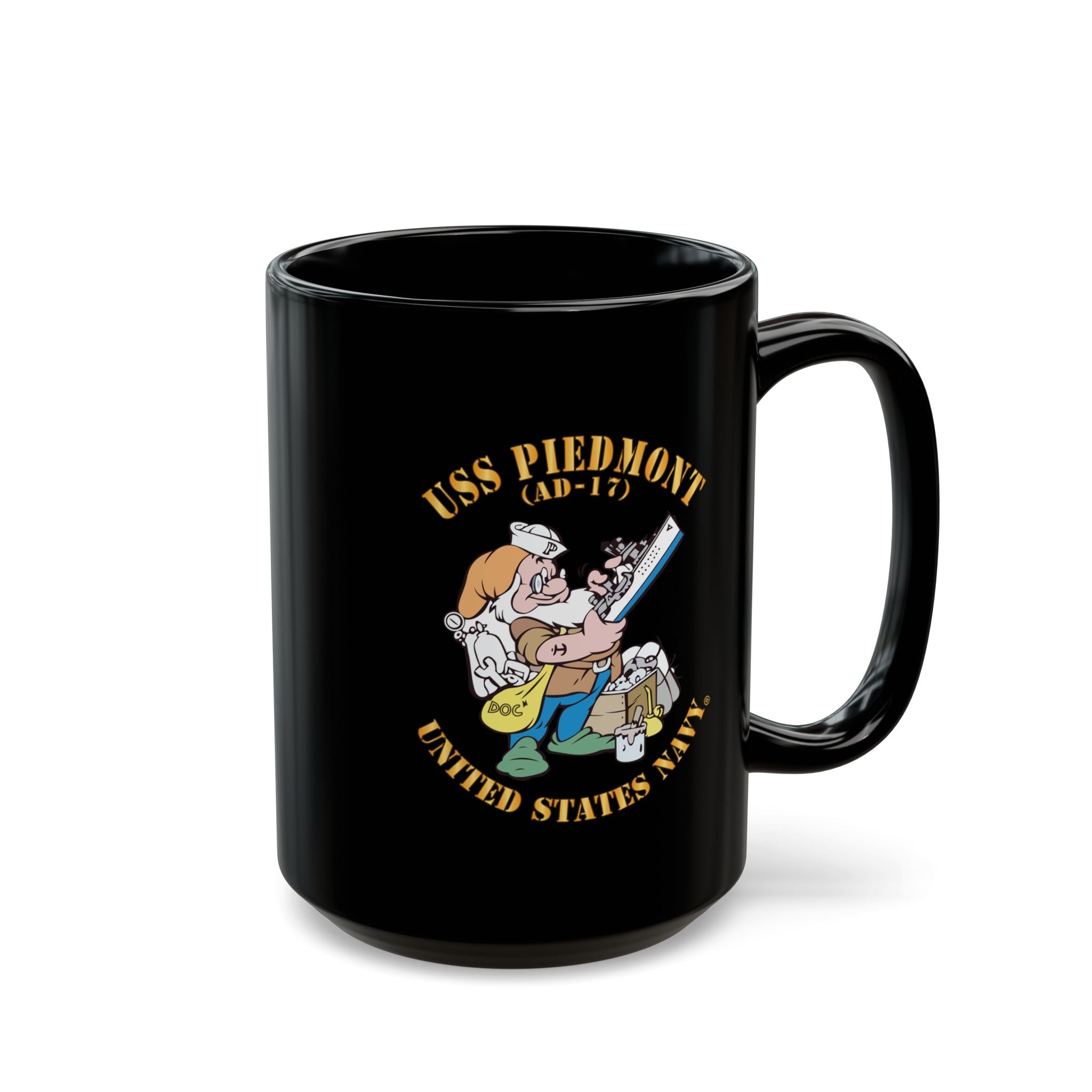 Black Mug (11oz, 15oz) - Navy - USS Piedmont (AD-17)