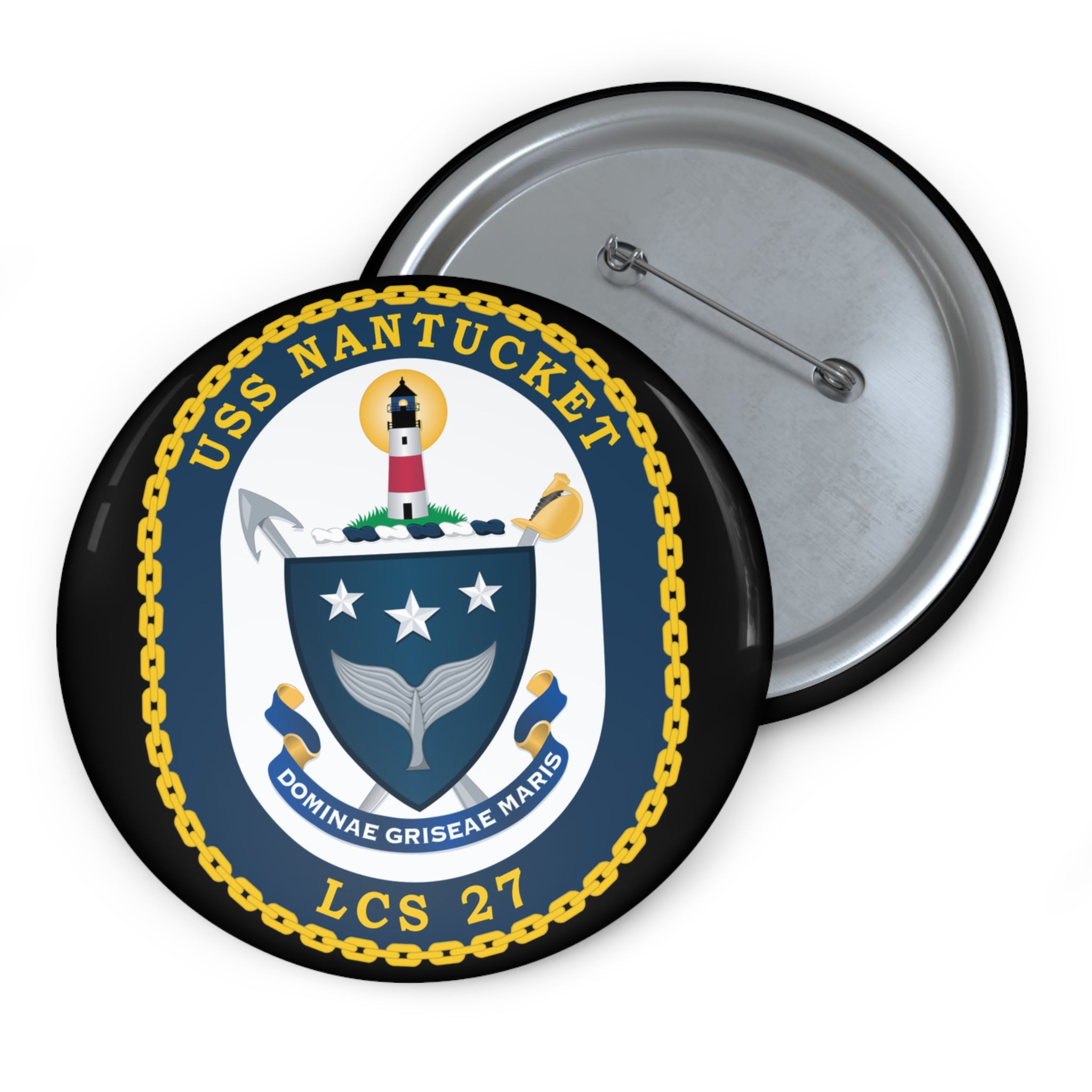 Custom Pin Button - Navy - USS Nantucket (LCS-27) wo txt