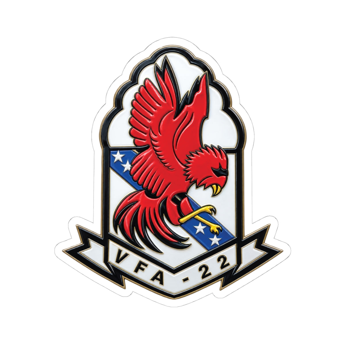 Kiss-Cut Stickers - Strike Fighter Squadron 22nd - SSI without Txt - Fighting Redcocks - 3D - Enhanced