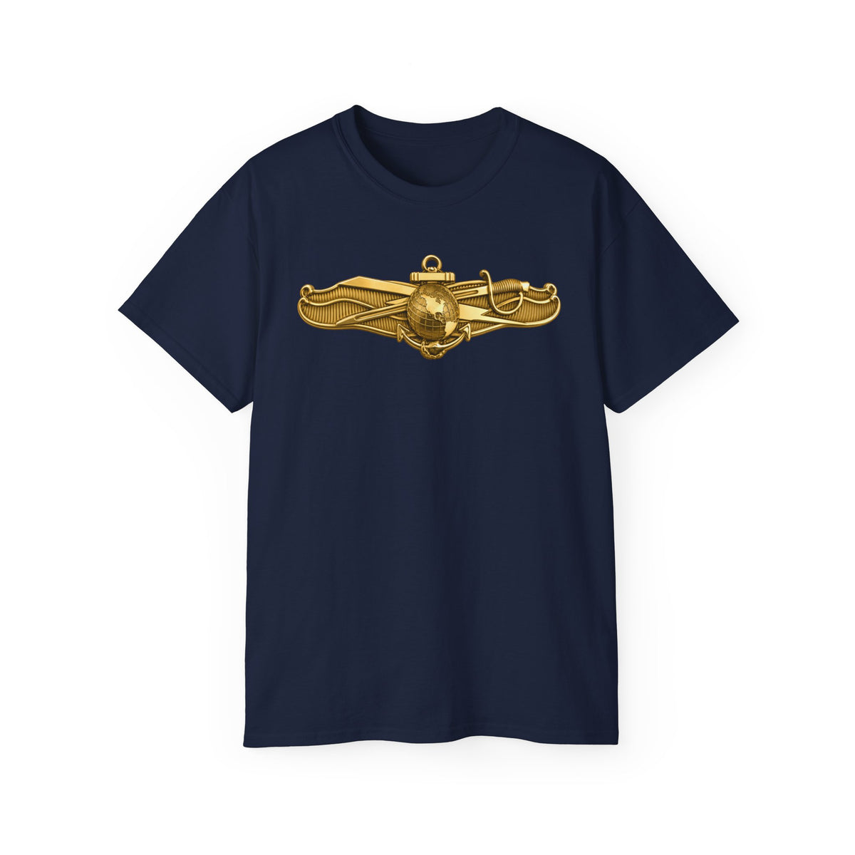 Unisex Ultra Cotton T-Shirt - Navy - Badge - Information Warfare wo txt - Officer - 3D - Enhanced
