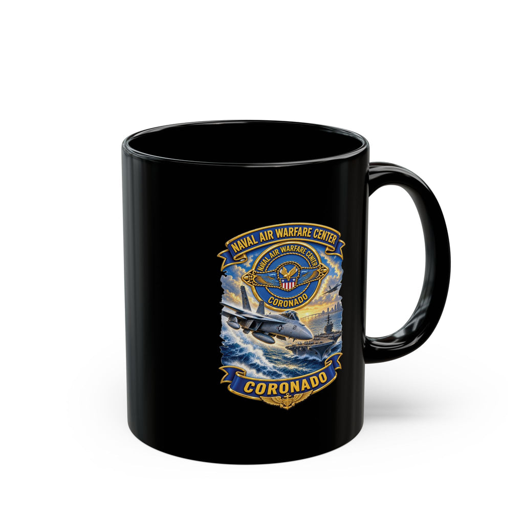 Black Mug (11oz, 15oz) - NAVY - Naval Air Warfare Center - Coronado - Crest - with Scene - 3D - Enhanced
