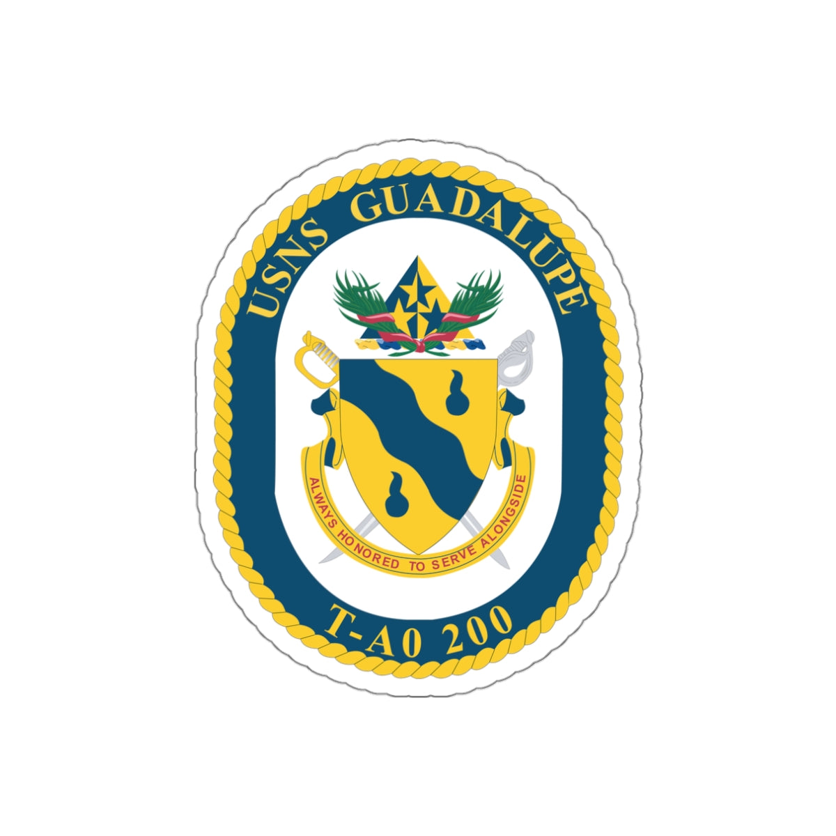 Die-Cut Vinyl Sticker - Navy - USNS Guadalupe (T-AO 200) wo txt X 300