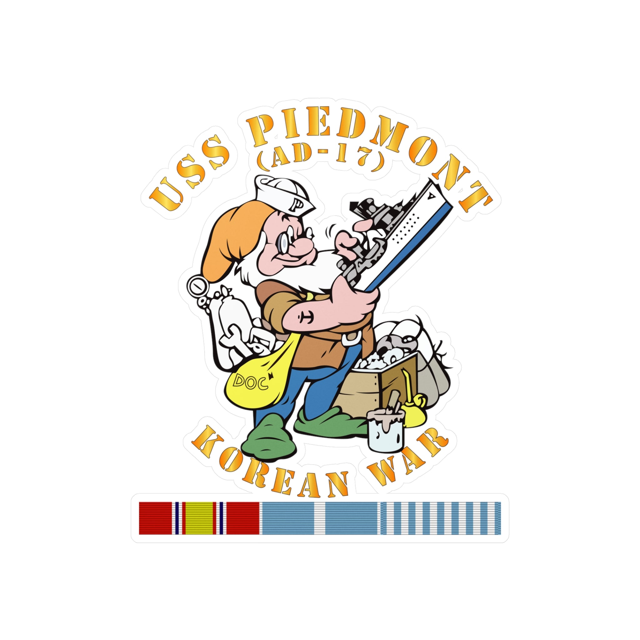 Kiss-Cut Vinyl Decal - Navy - USS Piedmont (AD-17) w KOREA SVC - Korean War