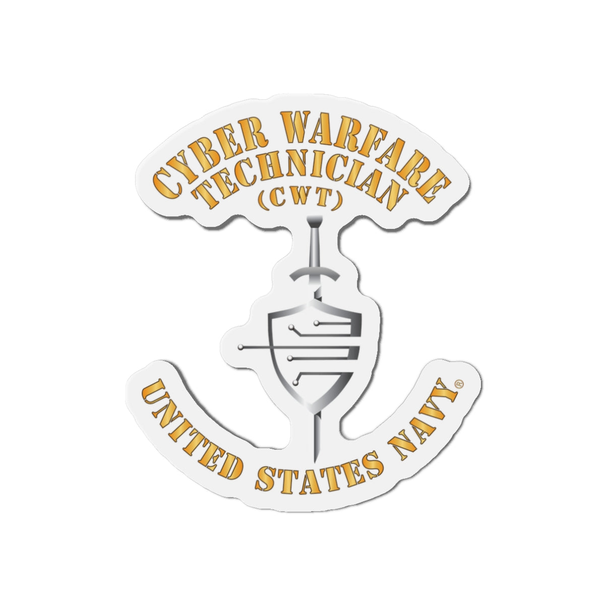 Die-Cut Magnet - Navy - Rate - Cyber Warfare Technician (CWT)